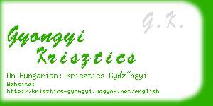 gyongyi krisztics business card